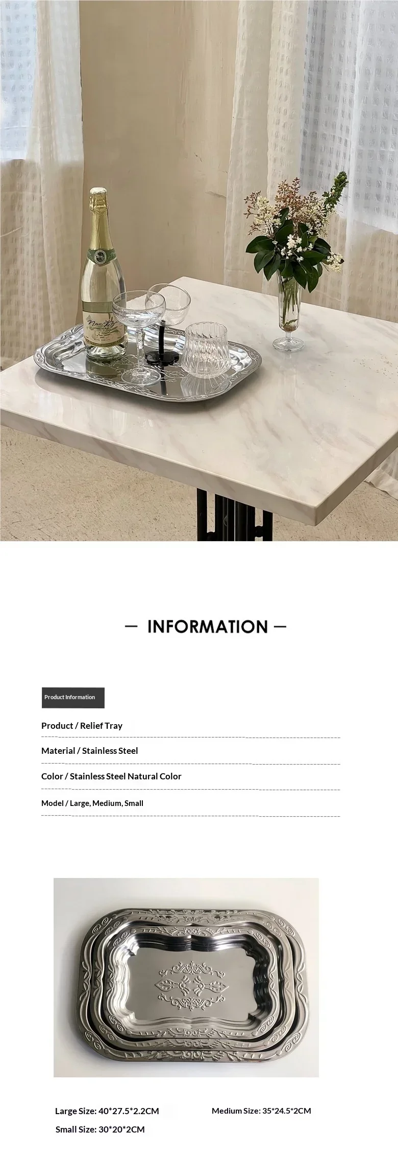 1PCS English-style Vintage Tray Pattern Metal Dining Tray, Household and Commercial Storage Tray, Rectangular Dim Sum Fruit Tray