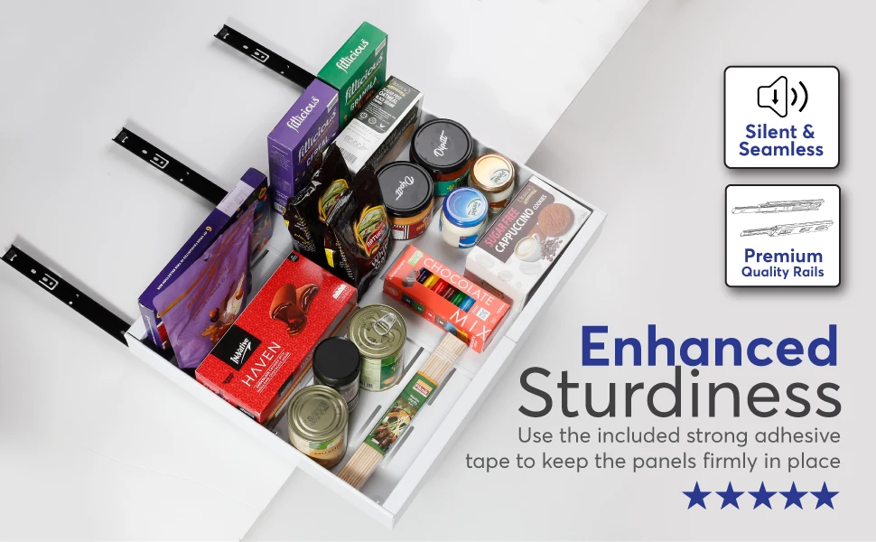 Expandable Pull Out Cabinet Organizer for Framed Cabinets,Upgrade 3 Slide Rails Slide Out Drawers,No Drill Roll Out Shelves