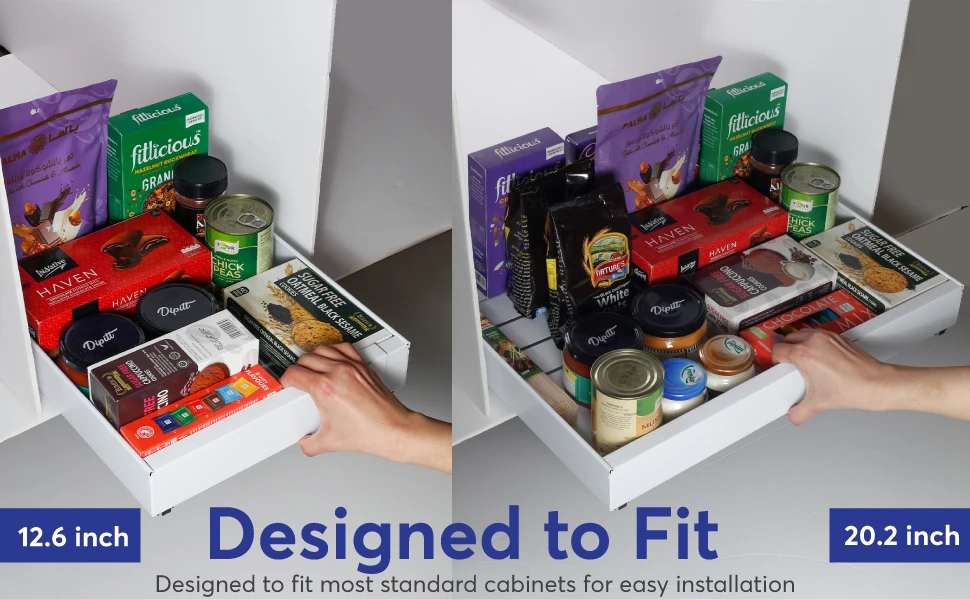 Expandable Pull Out Cabinet Organizer for Framed Cabinets,Upgrade 3 Slide Rails Slide Out Drawers,No Drill Roll Out Shelves