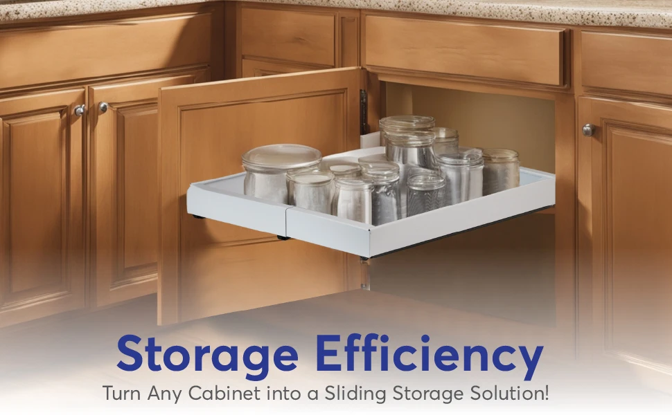 Expandable Pull Out Cabinet Organizer for Framed Cabinets,Upgrade 3 Slide Rails Slide Out Drawers,No Drill Roll Out Shelves