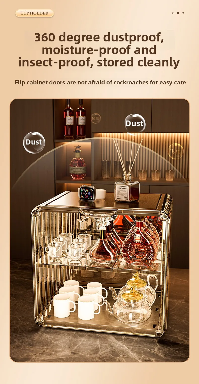 Dust-proof Cup Storage Rack Cup Holder Water Cup Storage Rack Tea Set Cup Holder Coffee Cup Mug Storage Box Kitchen Organizer