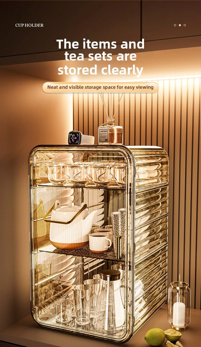 Dust-proof Cup Storage Rack Cup Holder Water Cup Storage Rack Tea Set Cup Holder Coffee Cup Mug Storage Box Kitchen Organizer