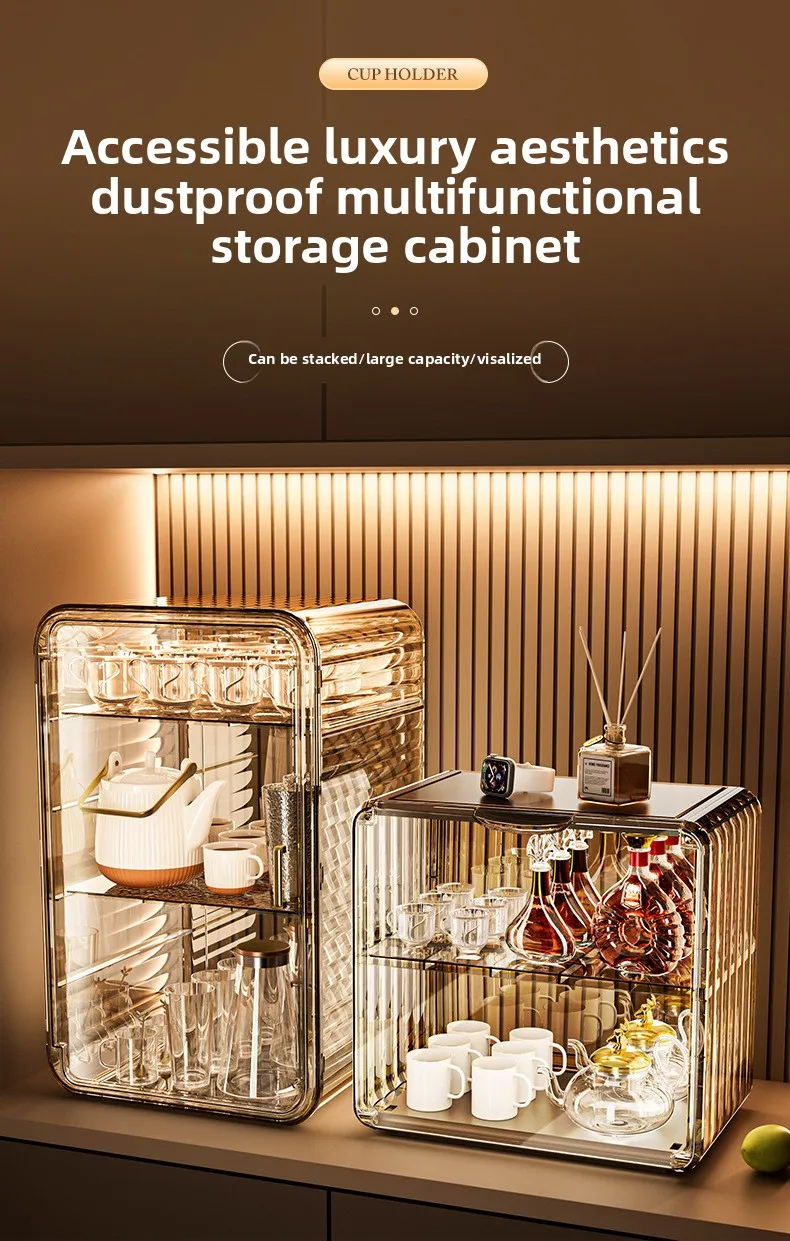 Dust-proof Cup Storage Rack Cup Holder Water Cup Storage Rack Tea Set Cup Holder Coffee Cup Mug Storage Box Kitchen Organizer