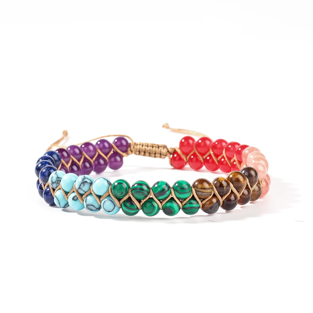Ankle Bracelet for Women Double-Layer Braid Beach Accessories 7 Chakras Boho Turquoise Jewelry Black Green Red Summer Things