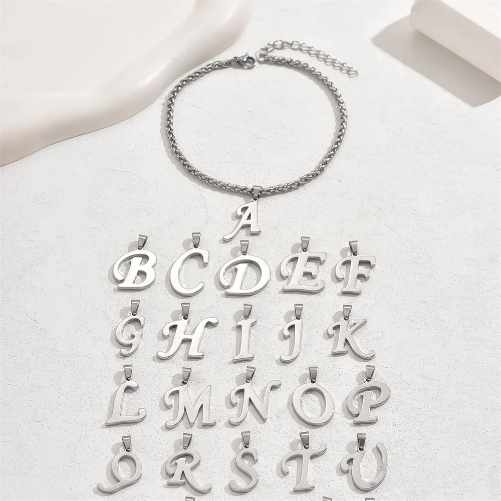 Simple 26 Letters A-Z Pendant Anklets For Women Stainless Steel Ankle Bracelet Chain Anklet Beach Jewelry Summer Accessories