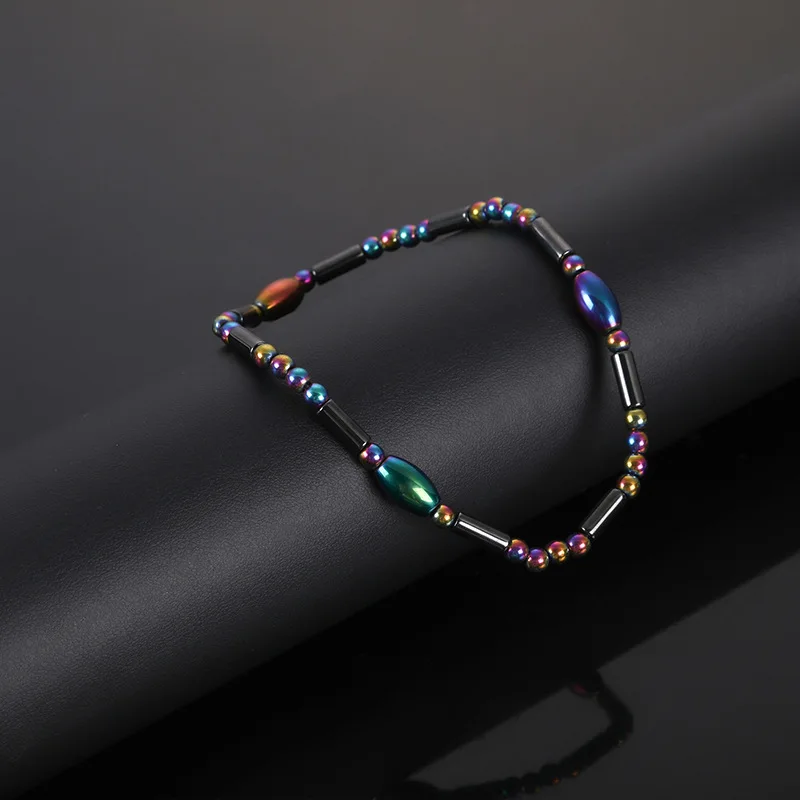 Magnet Bangle Anklet for Women Men Weight Loss Colorful Hematite Beaded Foot Chain Therapy Arthritis Pain Relief Health Jewelry