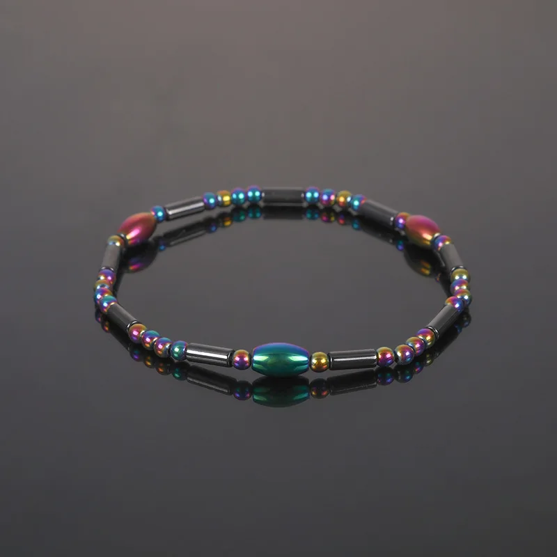 Magnet Bangle Anklet for Women Men Weight Loss Colorful Hematite Beaded Foot Chain Therapy Arthritis Pain Relief Health Jewelry