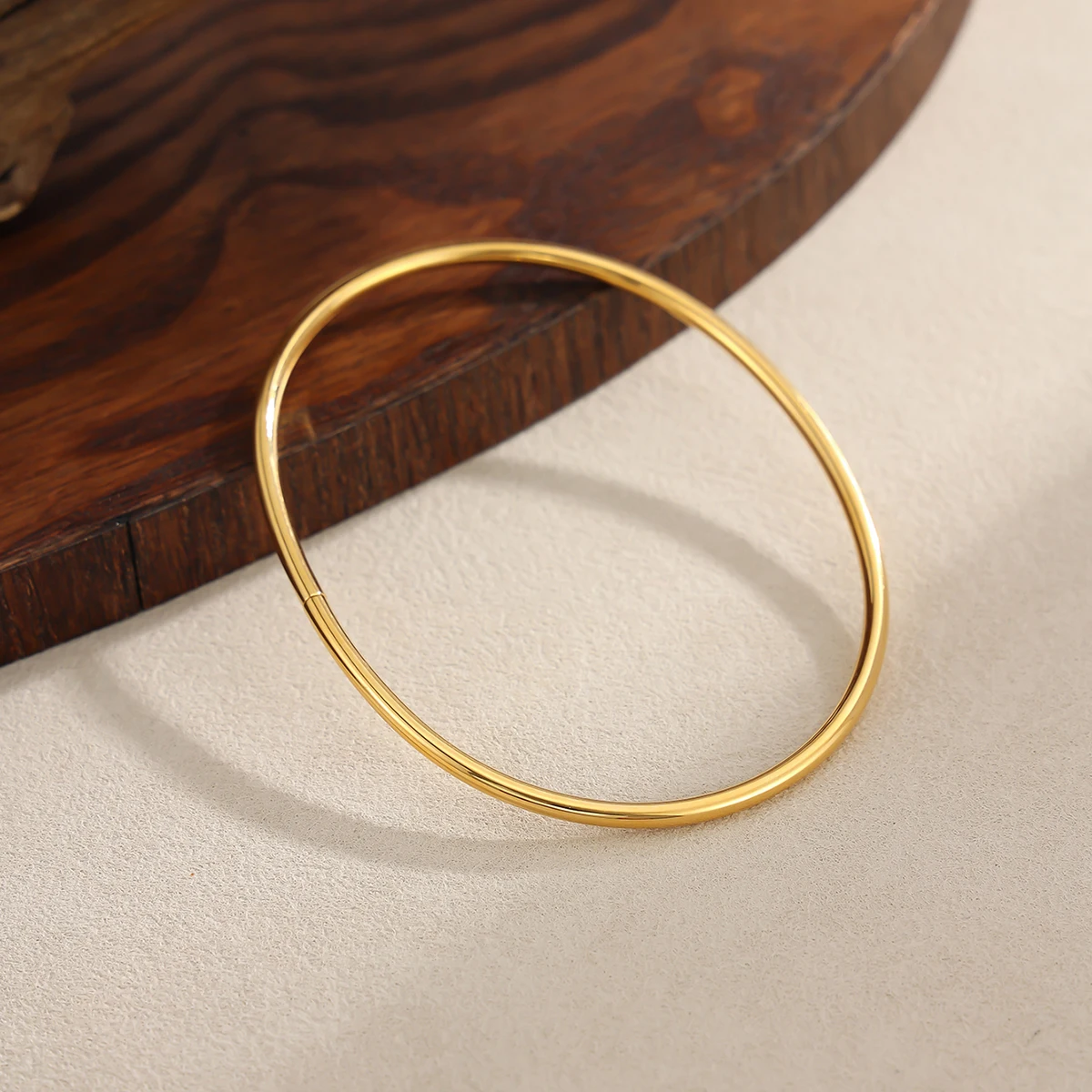 Ingemark Minimalist 18K Gold Plated Stainless Steel Anklets for Women Glossy Round Ankle Bracelet Waterproof Barefoot Jewelry