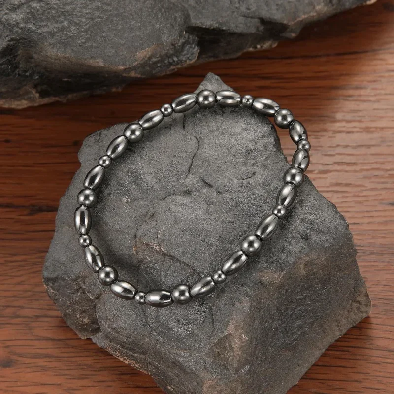 Black Magnetic Black Gallstone Anklet Men Women Lymphatic Detoxification Magnetic Therapy Weight Loss Slimming Bracelet
