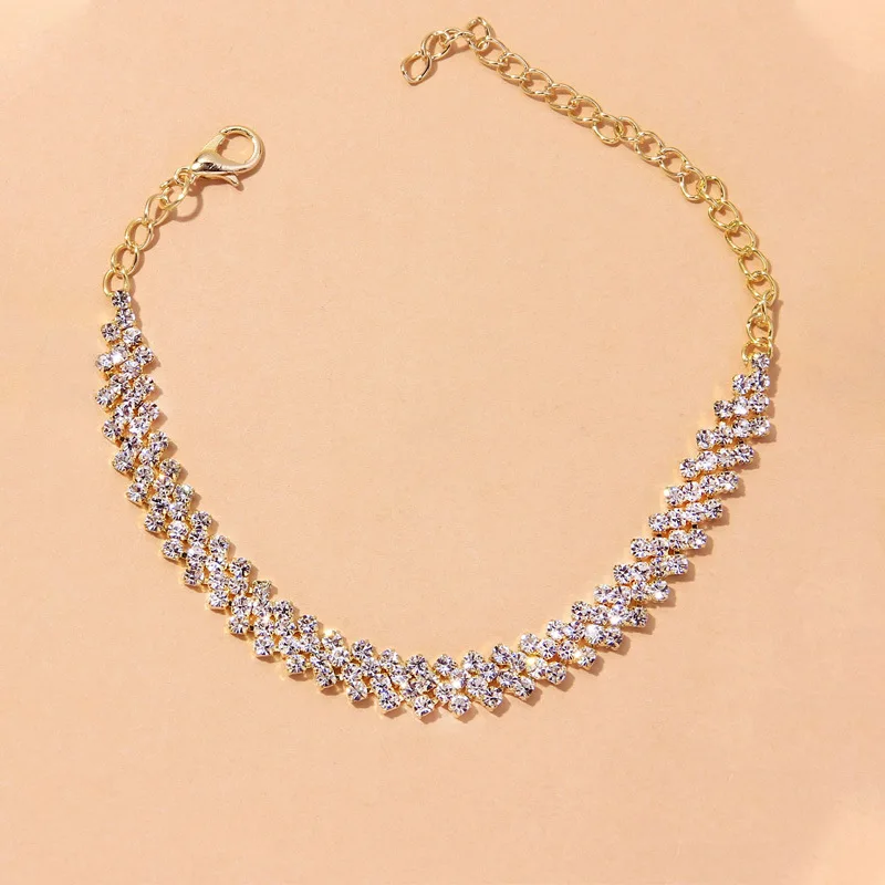Fashion Shining Lozenge Chain Anklet for Women Fashion Silver Color Summer Beach Ankle Bracelet Barefoot Sandals Foot Jewelry