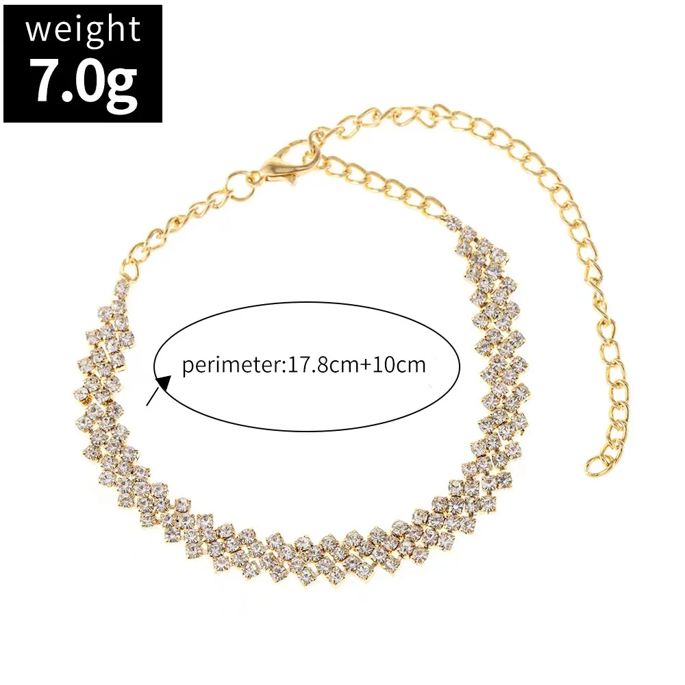 Fashion Shining Lozenge Chain Anklet for Women Fashion Silver Color Summer Beach Ankle Bracelet Barefoot Sandals Foot Jewelry