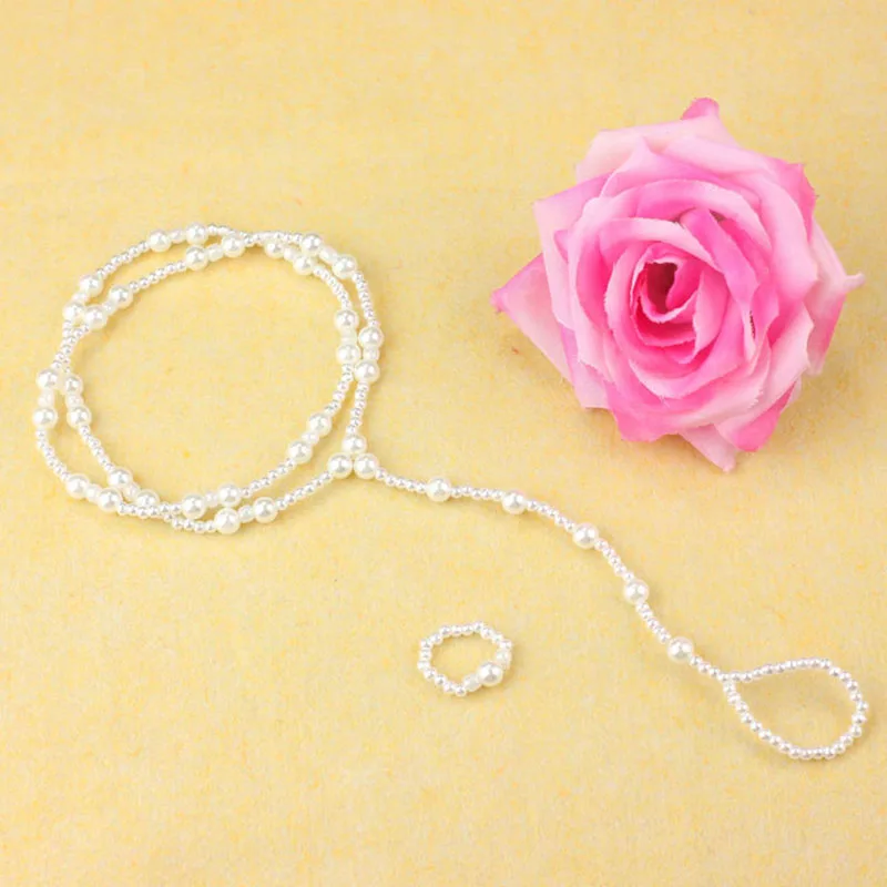 【No】Pearl Barefoot Sandal Anklet - Elegant Foot Chain With Toe Ring For Beach & Party Jewelry