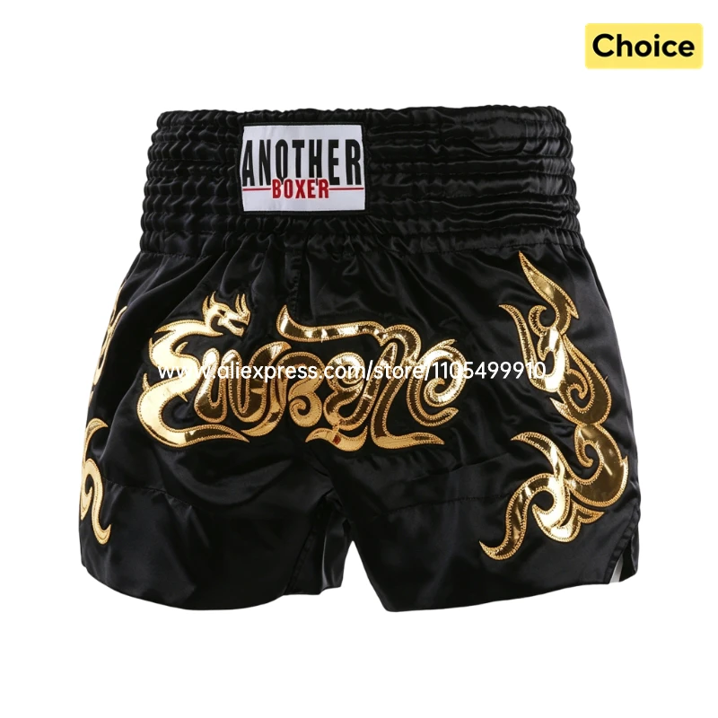 Muay Thai Fight Shorts Pink Kickboxing Shorts Men Women Kids Boxing Shorts Gold Embroidery Dancing Boxing Training Match Pants