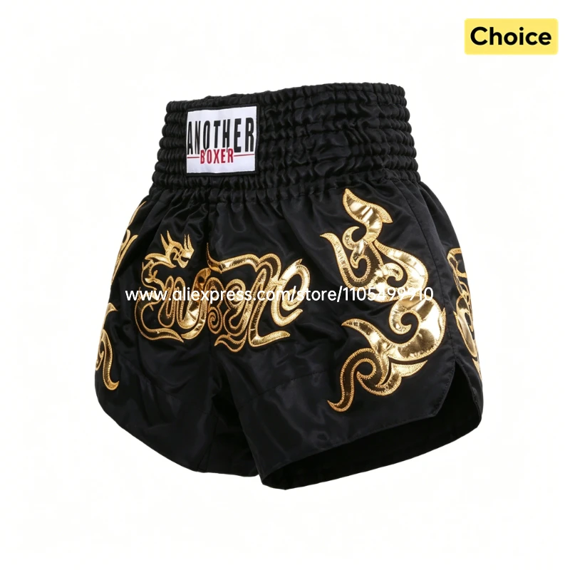 Muay Thai Fight Shorts Pink Kickboxing Shorts Men Women Kids Boxing Shorts Gold Embroidery Dancing Boxing Training Match Pants