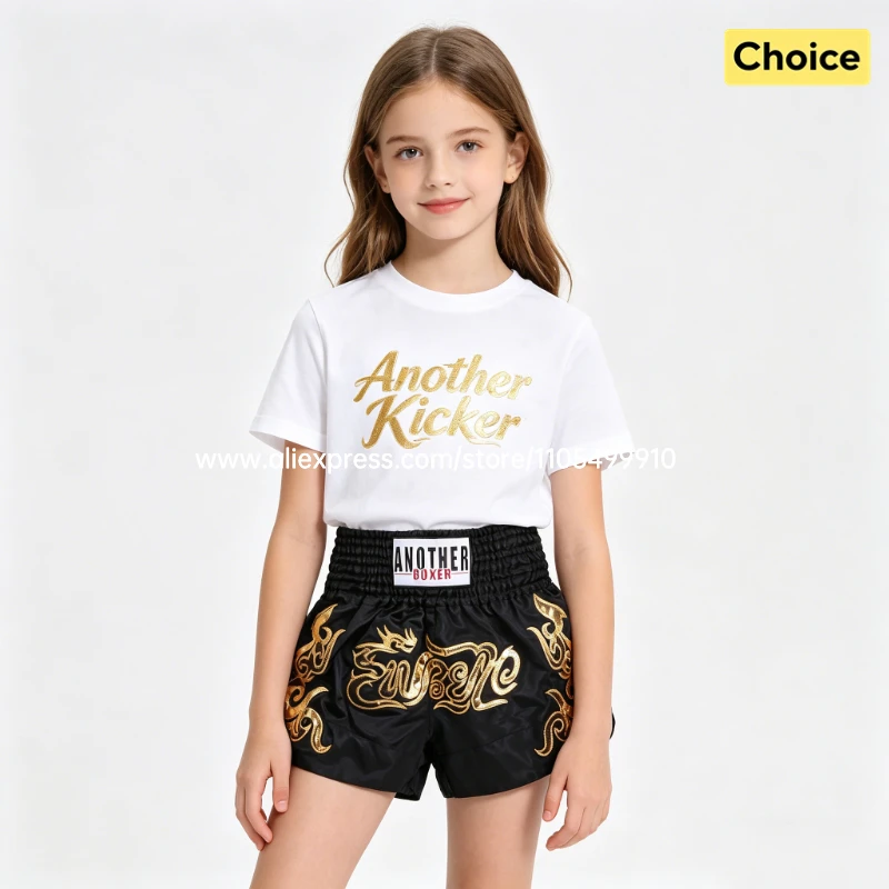 Muay Thai Fight Shorts Pink Kickboxing Shorts Men Women Kids Boxing Shorts Gold Embroidery Dancing Boxing Training Match Pants