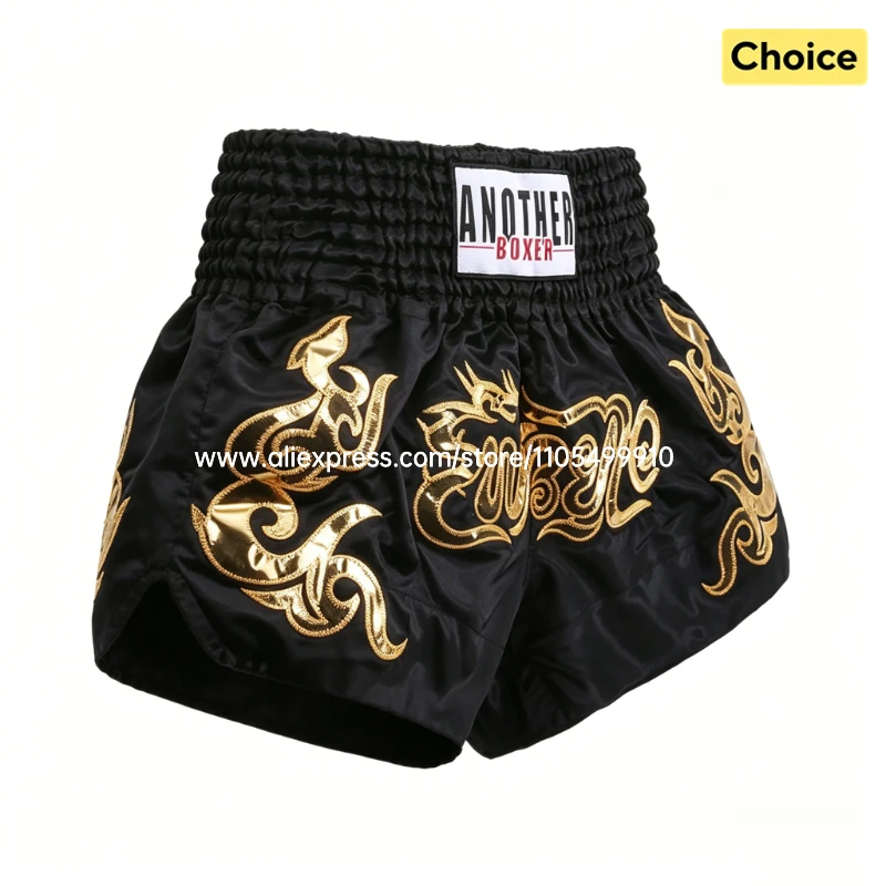 Muay Thai Fight Shorts Pink Kickboxing Shorts Men Women Kids Boxing Shorts Gold Embroidery Dancing Boxing Training Match Pants