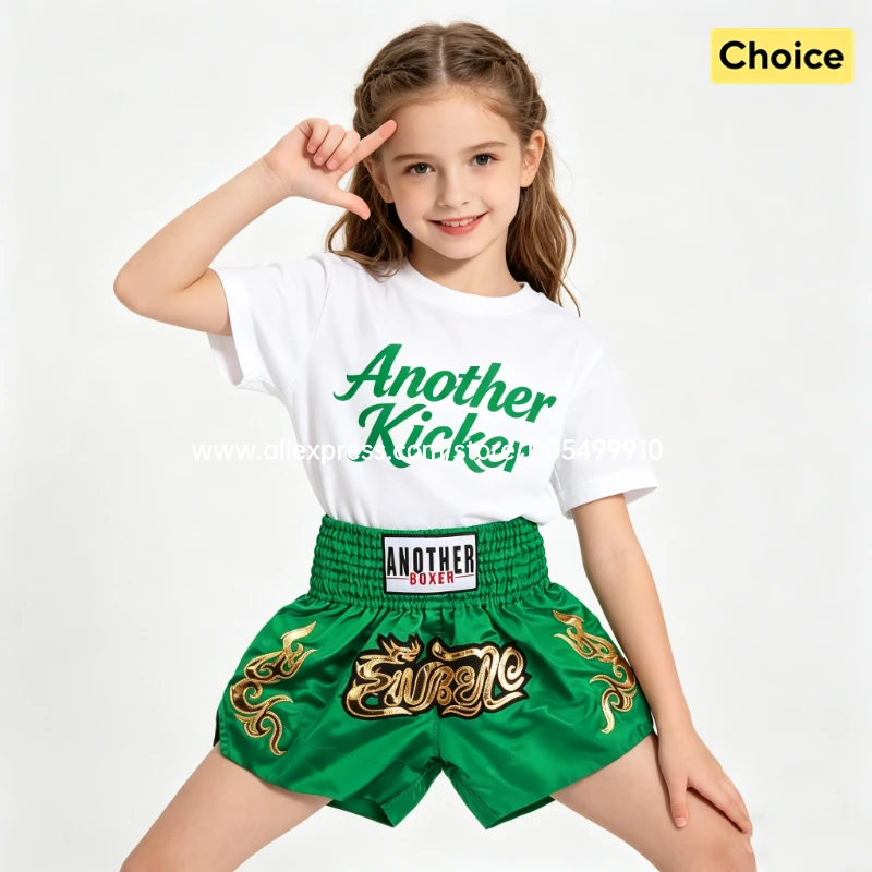 Muay Thai Fight Shorts Pink Kickboxing Shorts Men Women Kids Boxing Shorts Gold Embroidery Dancing Boxing Training Match Pants