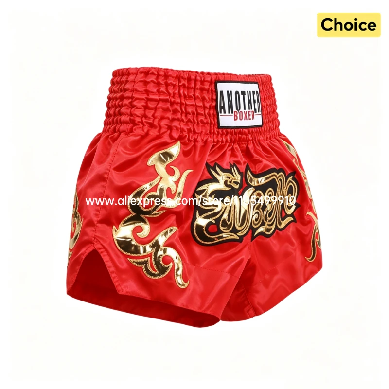 Muay Thai Fight Shorts Pink Kickboxing Shorts Men Women Kids Boxing Shorts Gold Embroidery Dancing Boxing Training Match Pants