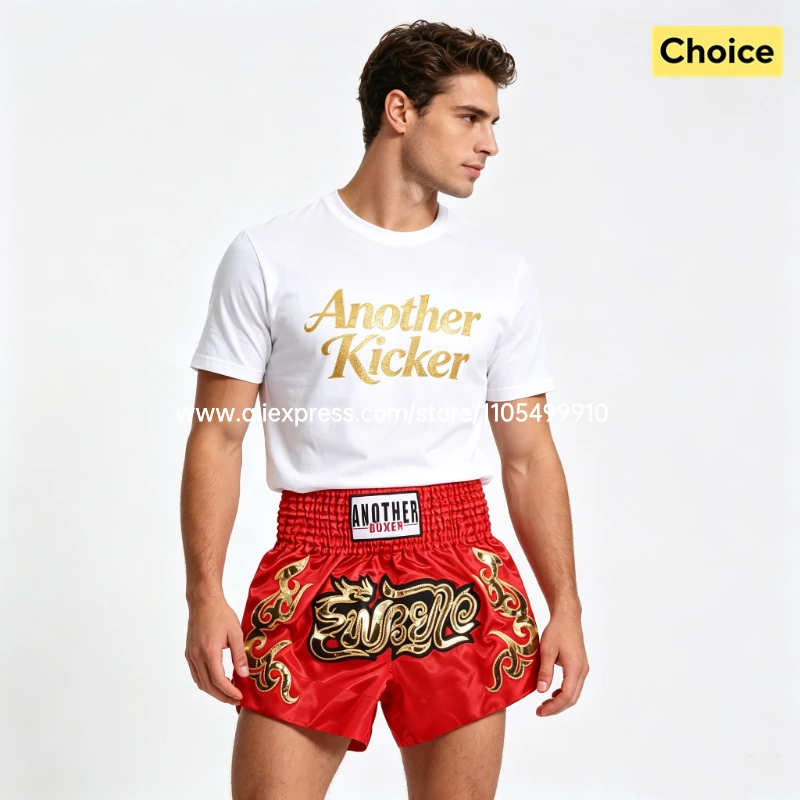 Muay Thai Fight Shorts Pink Kickboxing Shorts Men Women Kids Boxing Shorts Gold Embroidery Dancing Boxing Training Match Pants