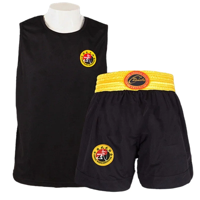 Muay Thai Pants Dragon Embroidery Boxing Shorts and Vest Crossfit Sanda Wushu Uniform Martial Arts Kickboxing MMA Fight Clothing