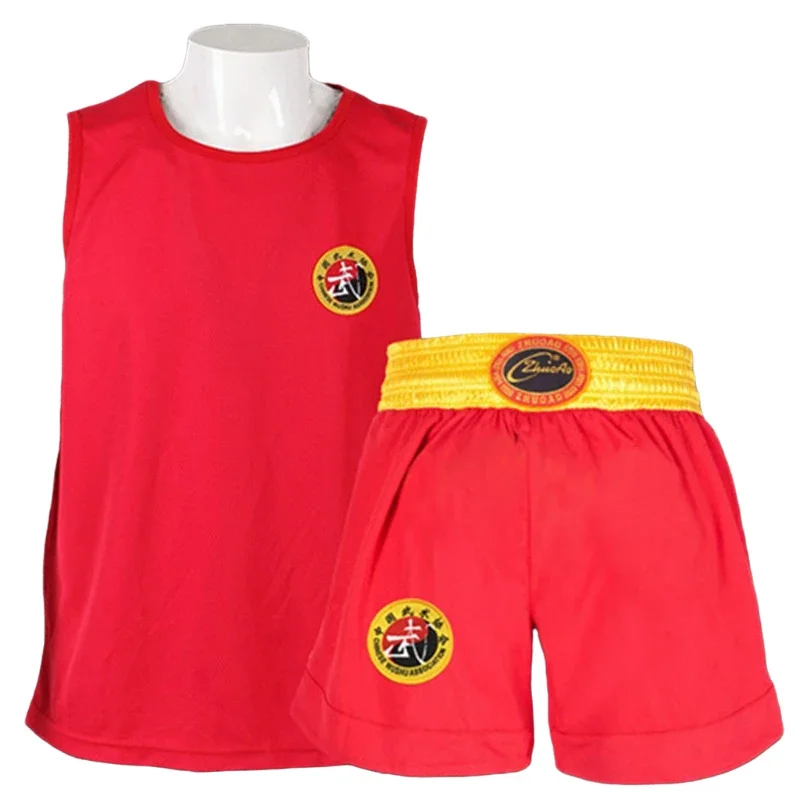 Muay Thai Pants Dragon Embroidery Boxing Shorts and Vest Crossfit Sanda Wushu Uniform Martial Arts Kickboxing MMA Fight Clothing