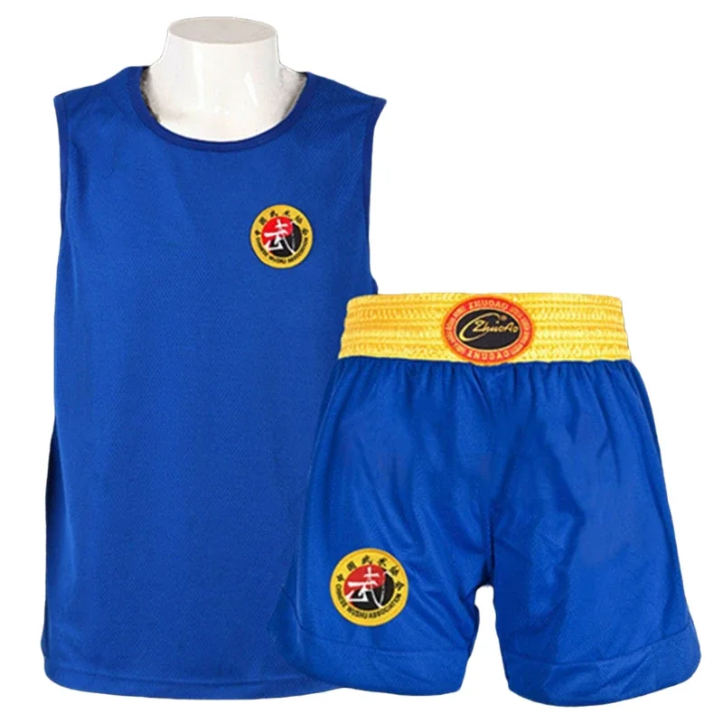 Muay Thai Pants Dragon Embroidery Boxing Shorts and Vest Crossfit Sanda Wushu Uniform Martial Arts Kickboxing MMA Fight Clothing