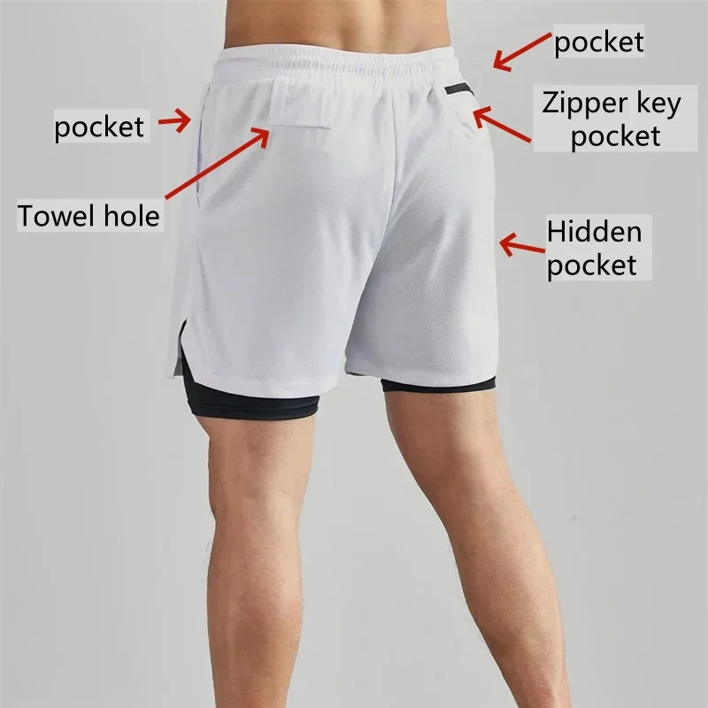 2025 New Men's Summer Boxing Shorts Fitness and Sports 2-in-1 Shorts Breathable Sports Training Shorts