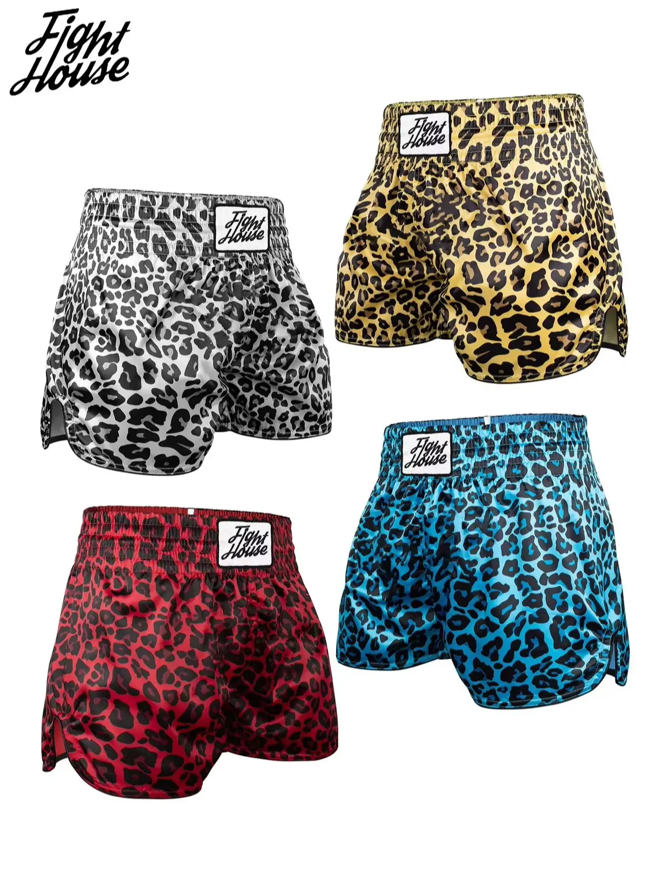 Fight House Muay Thai Shorts Leopard Print Ultra-Thin Breathable Combat Shorts MMA Training Shorts Boxing Shorts Combat Shorts