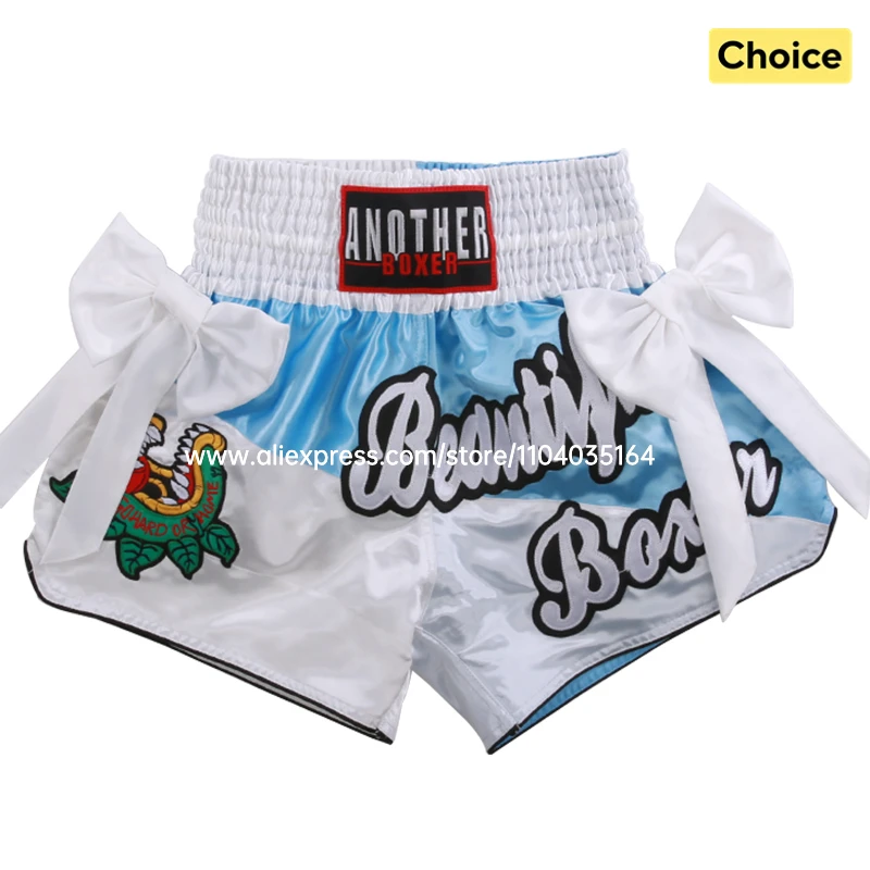 Muay Thai Pants Thai Embroidery Thai Boxing Shorts Men Women Kids Combat Sports Taekwondo Wushu Sanda MMA Kickboxing Fight Gear