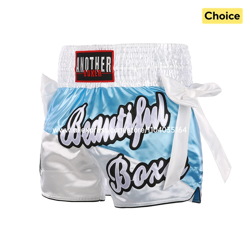 Muay Thai Pants Thai Embroidery Thai Boxing Shorts Men Women Kids Combat Sports Taekwondo Wushu Sanda MMA Kickboxing Fight Gear