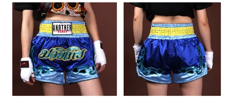 Muay Thai Pants Embroidery Boxing Shorts Women Men Satin Fight Kickboxing Training Trunks Kids Boy Girl Martial Arts MMA Clothes