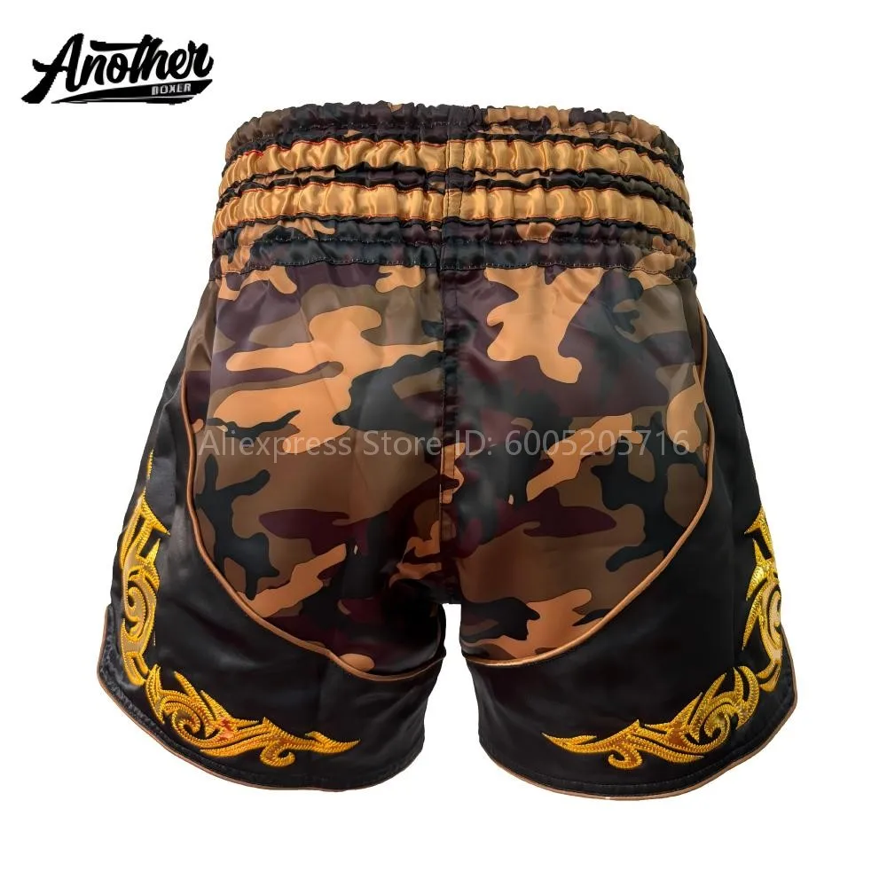 ANOTHER BOXER Muay Thai Shorts Embroidery Satin Men Women Kids Gym Martial Arts MMA Kickboxing Competition Training Shorts