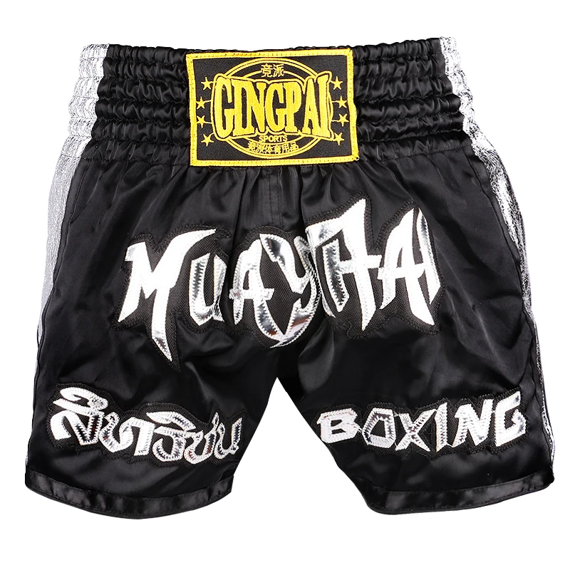 Men Women Kids Muay Thai Shorts Embroidery Thai Boxing Shorts Satin BJJ MMA Clothes Gym Grappling Cage Fight Kickboxing Shorts
