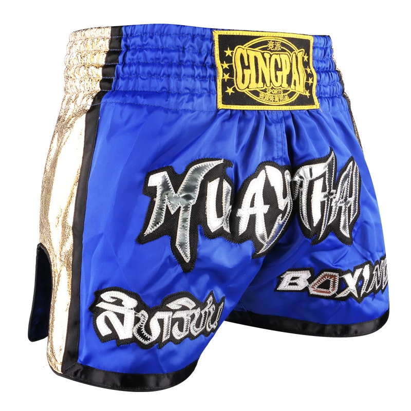 Men Women Kids Muay Thai Shorts Embroidery Thai Boxing Shorts Satin BJJ MMA Clothes Gym Grappling Cage Fight Kickboxing Shorts