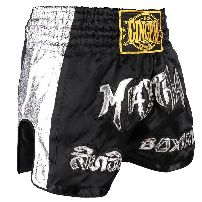 Men Women Kids Muay Thai Shorts Embroidery Thai Boxing Shorts Satin BJJ MMA Clothes Gym Grappling Cage Fight Kickboxing Shorts