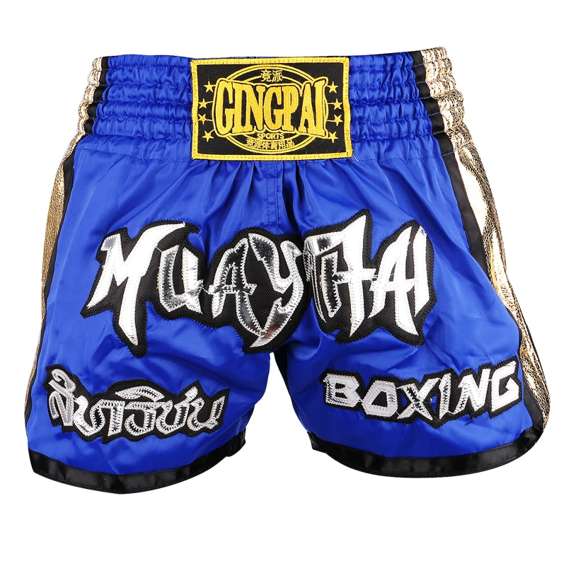 Men Women Kids Muay Thai Shorts Embroidery Thai Boxing Shorts Satin BJJ MMA Clothes Gym Grappling Cage Fight Kickboxing Shorts