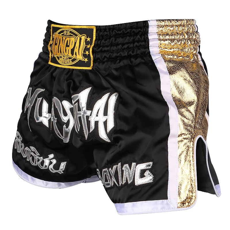 Men Women Kids Muay Thai Shorts Embroidery Thai Boxing Shorts Satin BJJ MMA Clothes Gym Grappling Cage Fight Kickboxing Shorts