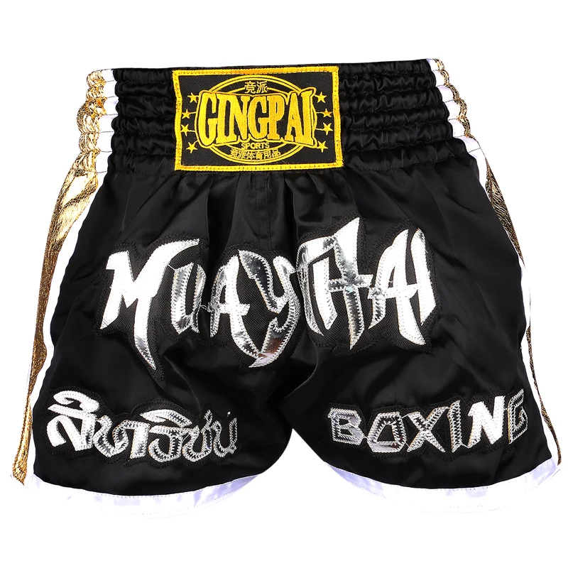 Men Women Kids Muay Thai Shorts Embroidery Thai Boxing Shorts Satin BJJ MMA Clothes Gym Grappling Cage Fight Kickboxing Shorts