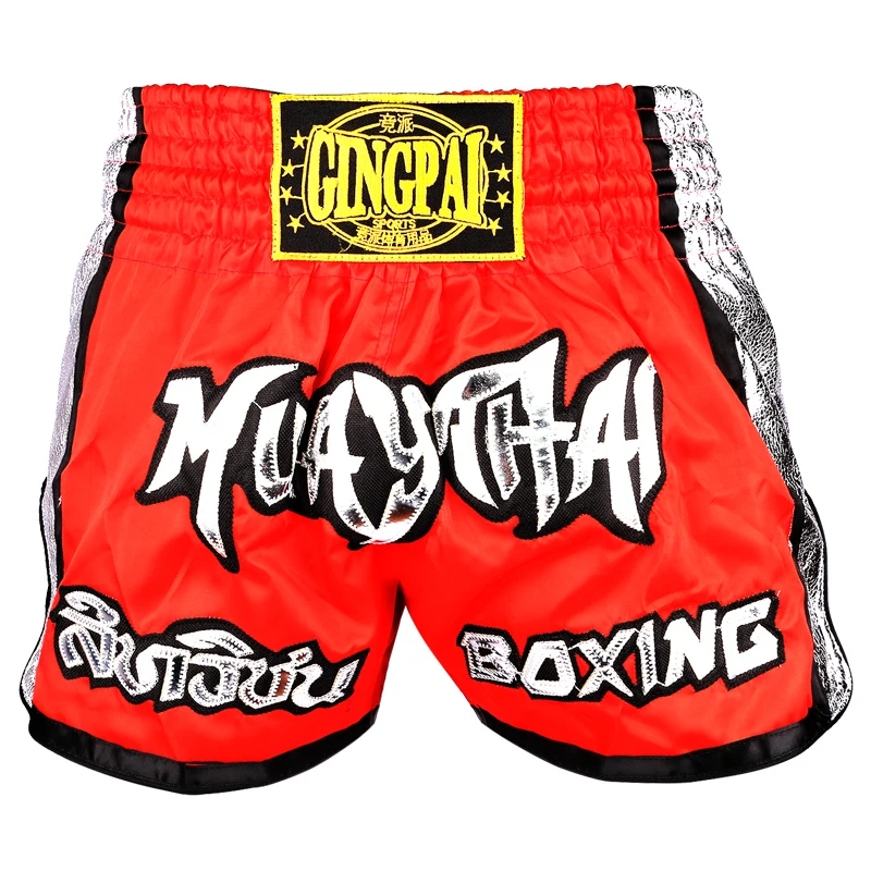 Men Women Kids Muay Thai Shorts Embroidery Thai Boxing Shorts Satin BJJ MMA Clothes Gym Grappling Cage Fight Kickboxing Shorts