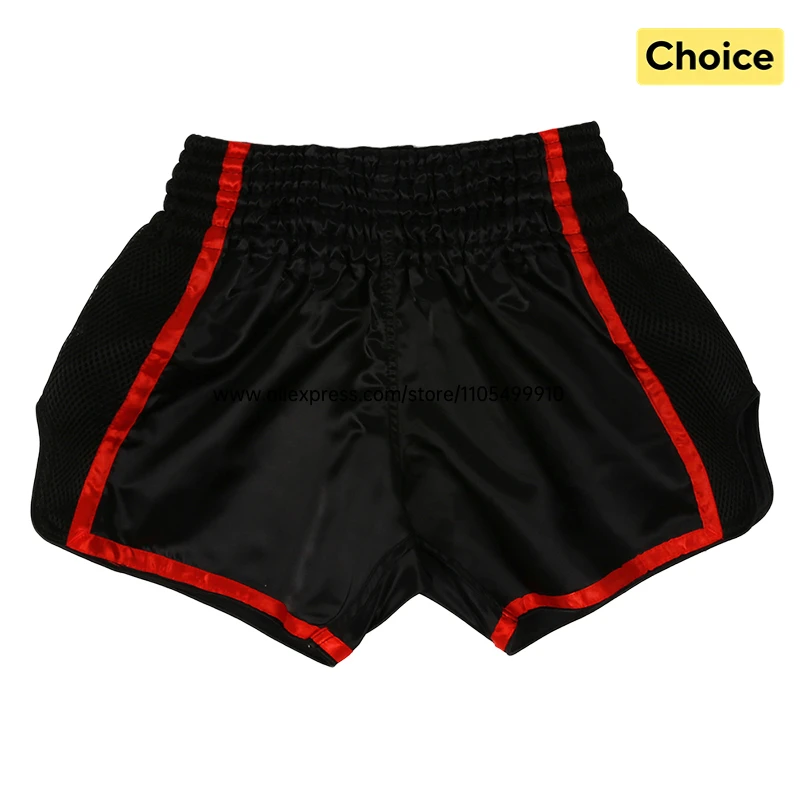 Plain Muay Thai Shorts Kids Women Men Boxing Competition Pants Breathable Satin BJJ MMA Sparring Kickboxing Training Sports Gear