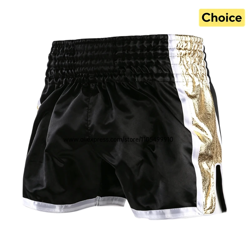 Plain Muay Thai Shorts Kids Women Men Boxing Competition Pants Breathable Satin BJJ MMA Sparring Kickboxing Training Sports Gear