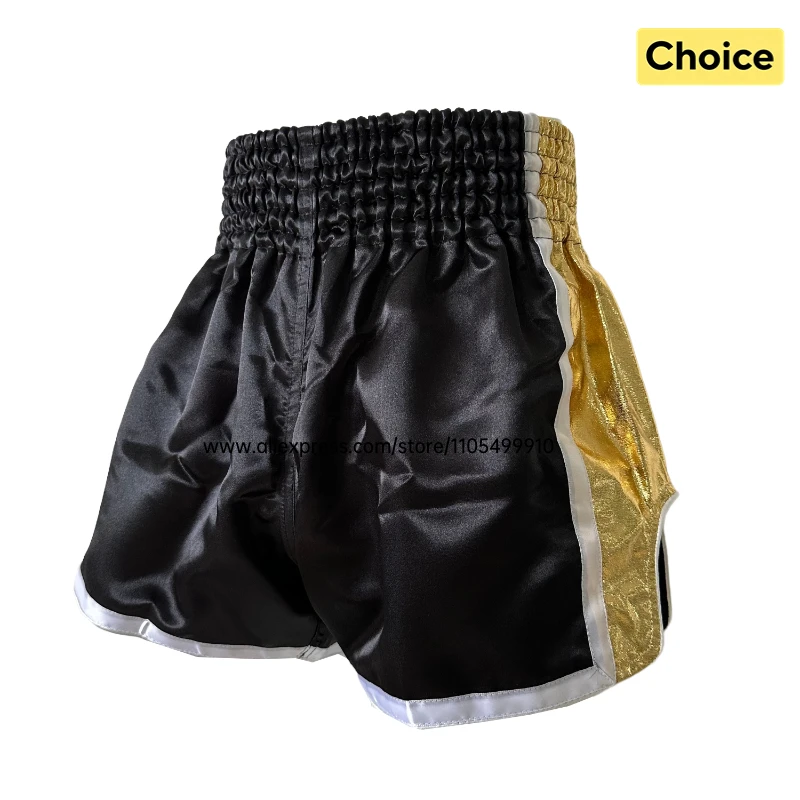 Plain Muay Thai Shorts Kids Women Men Boxing Competition Pants Breathable Satin BJJ MMA Sparring Kickboxing Training Sports Gear