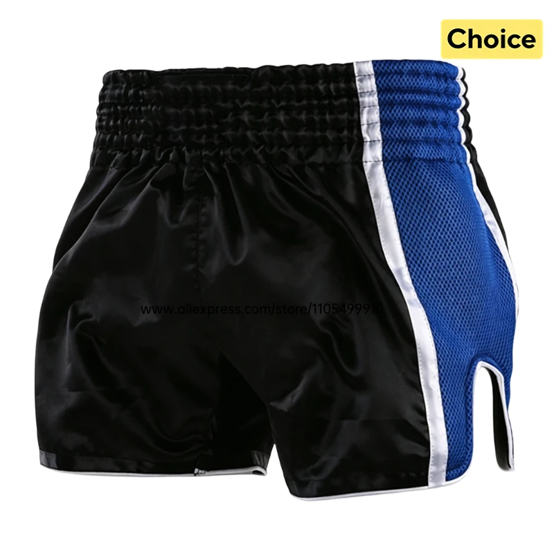 Plain Muay Thai Shorts Kids Women Men Boxing Competition Pants Breathable Satin BJJ MMA Sparring Kickboxing Training Sports Gear