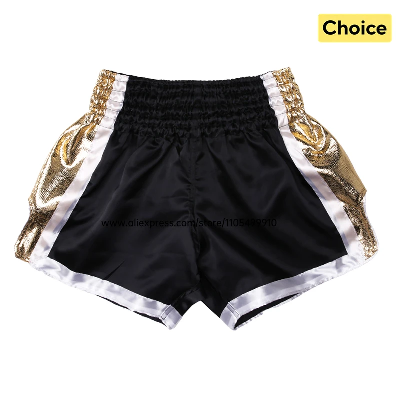 Plain Muay Thai Shorts Kids Women Men Boxing Competition Pants Breathable Satin BJJ MMA Sparring Kickboxing Training Sports Gear