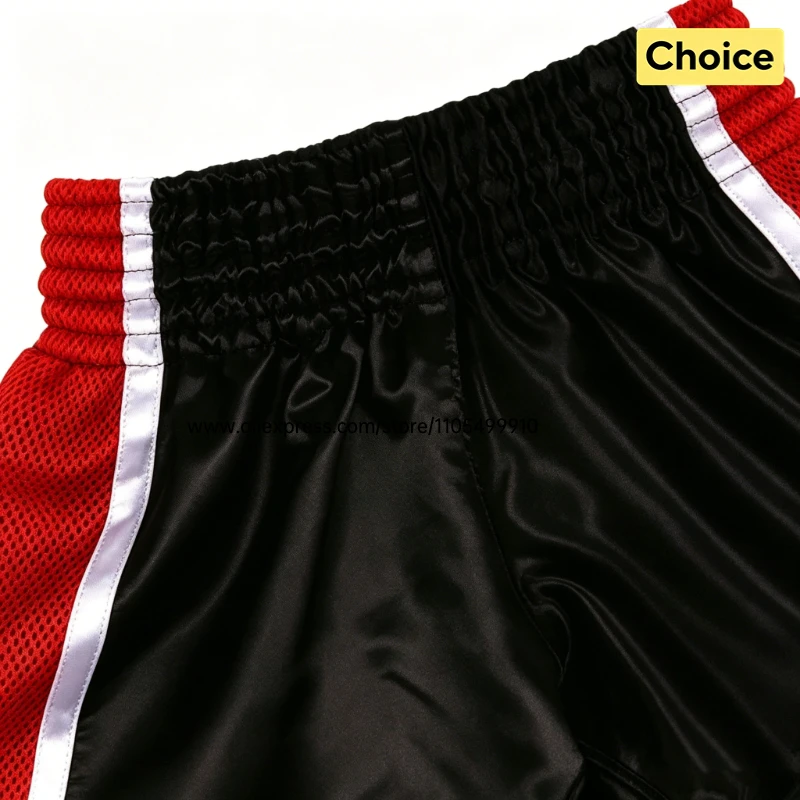 Plain Muay Thai Shorts Kids Women Men Boxing Competition Pants Breathable Satin BJJ MMA Sparring Kickboxing Training Sports Gear