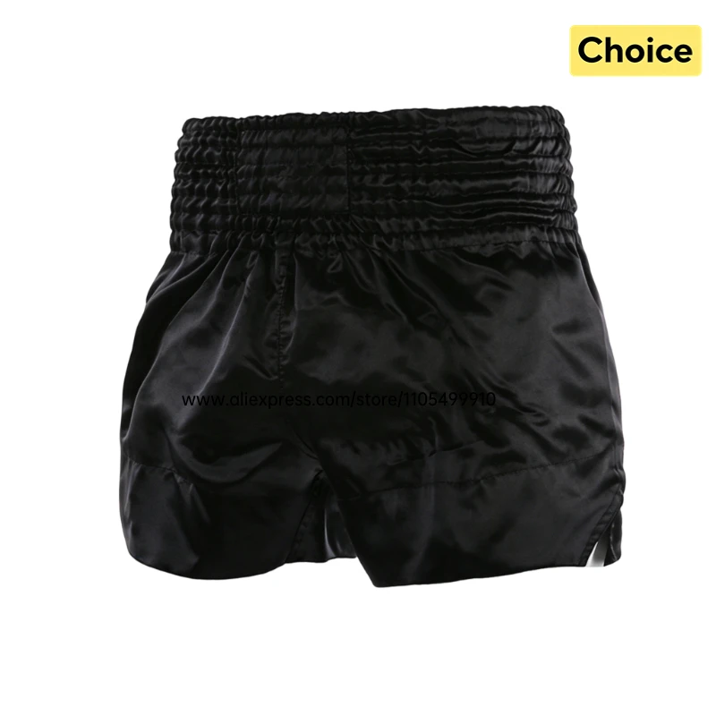 Plain Muay Thai Shorts Kids Women Men Boxing Competition Pants Breathable Satin BJJ MMA Sparring Kickboxing Training Sports Gear
