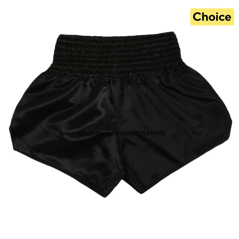 Plain Muay Thai Shorts Kids Women Men Boxing Competition Pants Breathable Satin BJJ MMA Sparring Kickboxing Training Sports Gear