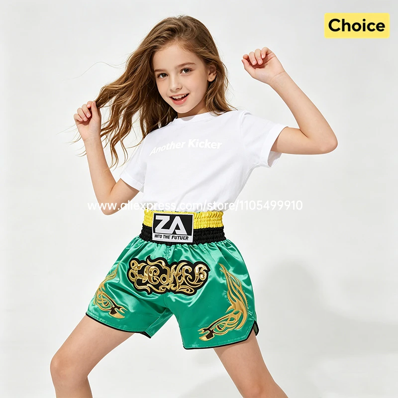 Black Red Muay Thai Shorts Satin Boxing Shorts Men Women Kids Embroidery MMA Martial Arts Kickboxing Cage Fight Training Pants