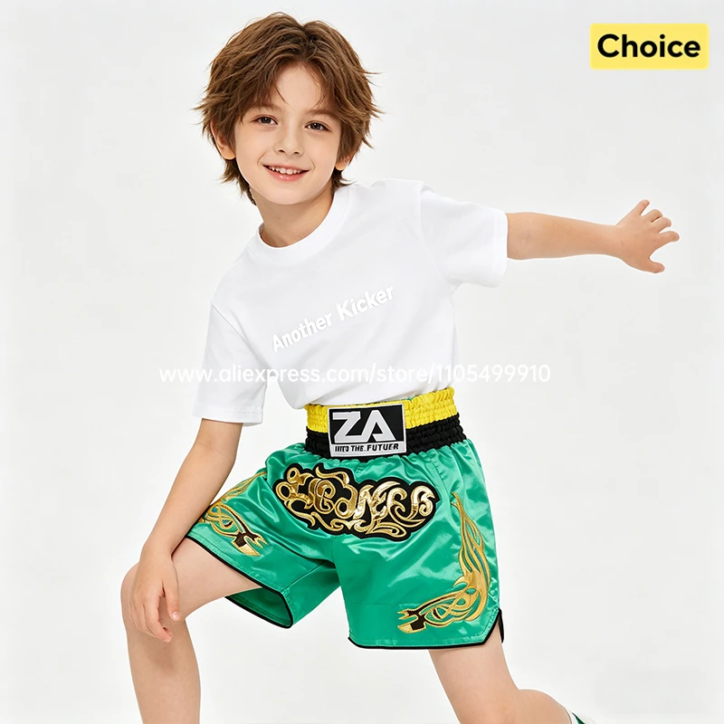 Black Red Muay Thai Shorts Satin Boxing Shorts Men Women Kids Embroidery MMA Martial Arts Kickboxing Cage Fight Training Pants