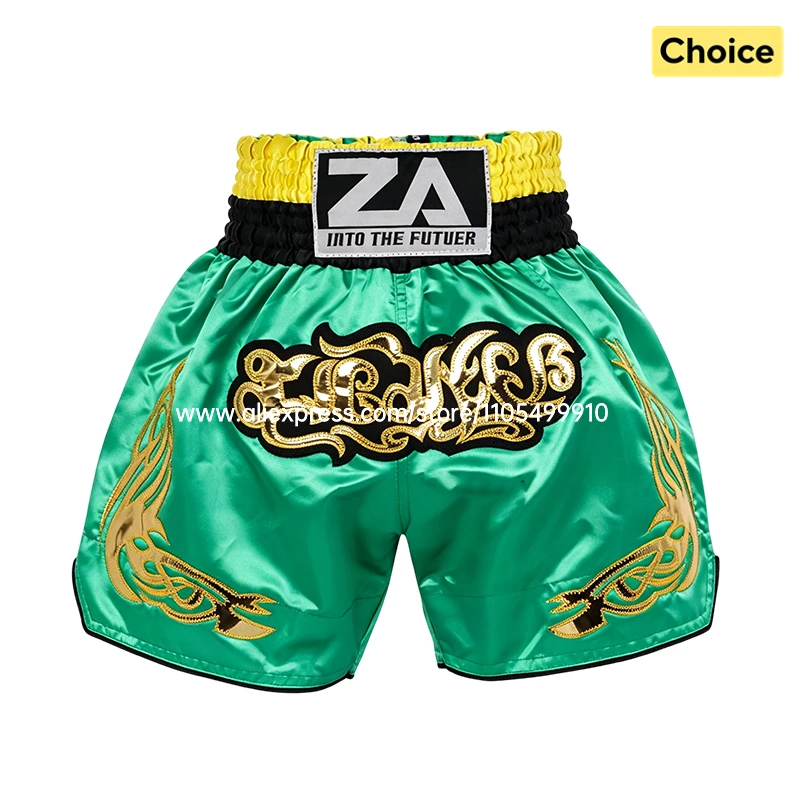 Black Red Muay Thai Shorts Satin Boxing Shorts Men Women Kids Embroidery MMA Martial Arts Kickboxing Cage Fight Training Pants